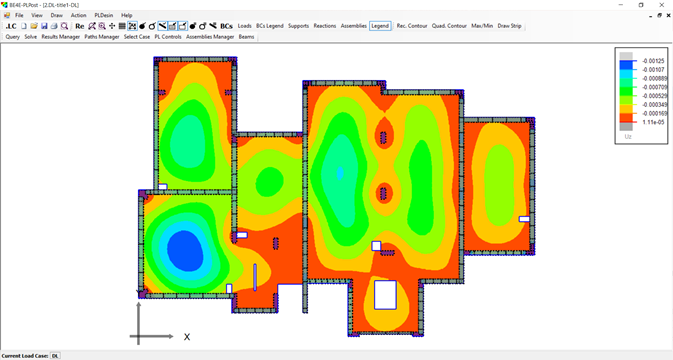 Slab deflection contour map in PLPAK