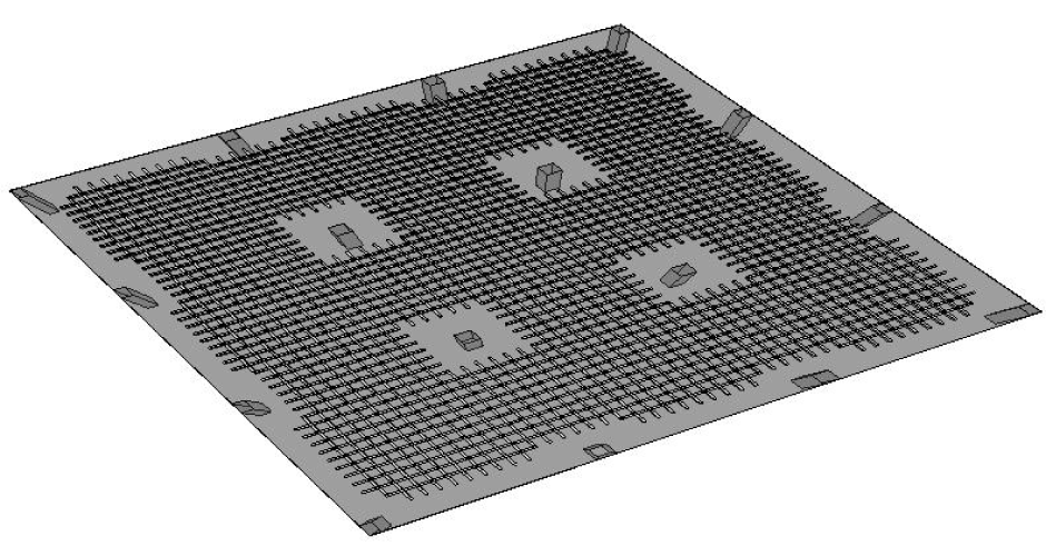 3D view of hollow block slab with drops in PLPAK