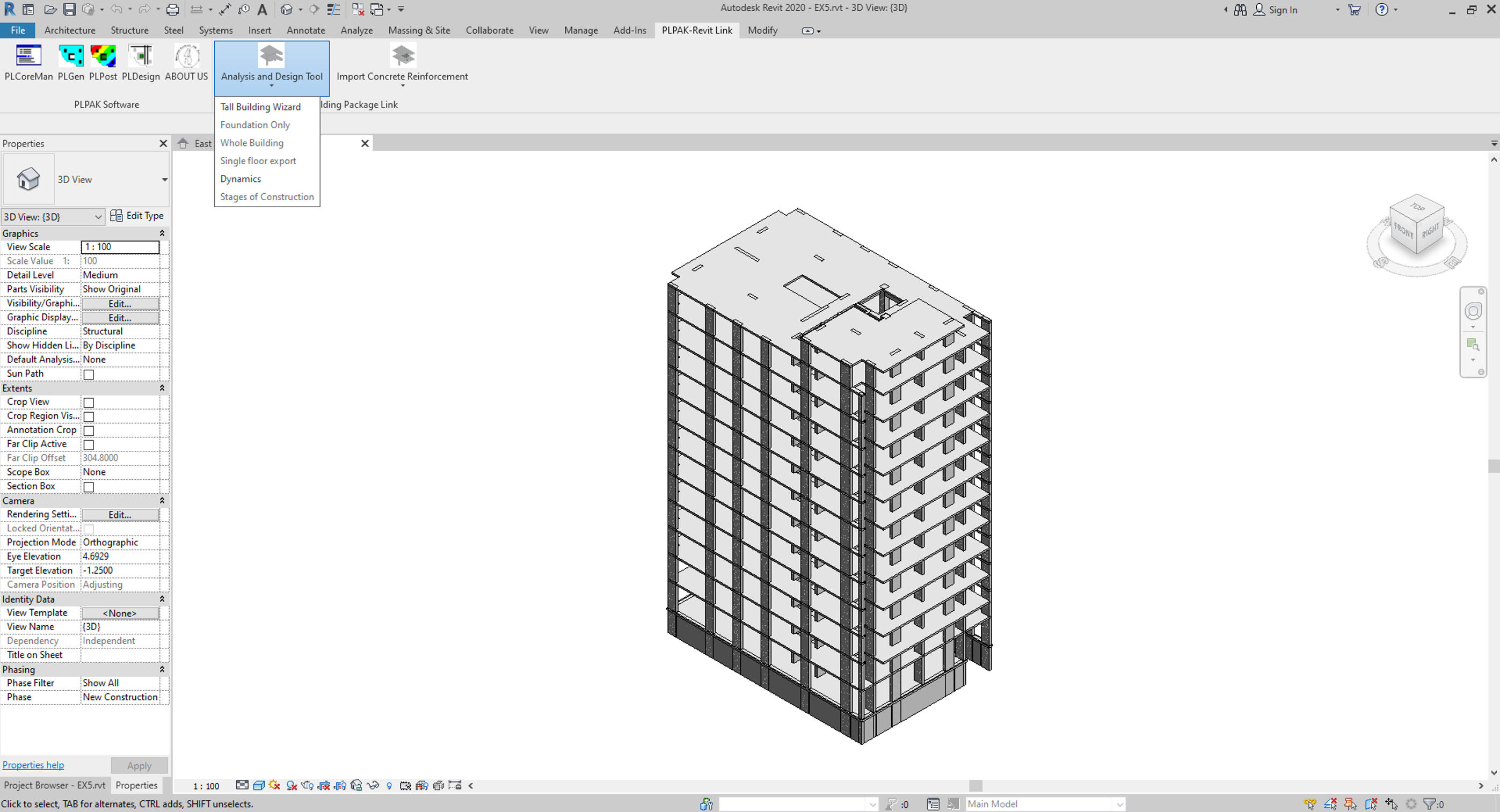 Practical tall building in PLPAK-Revit link