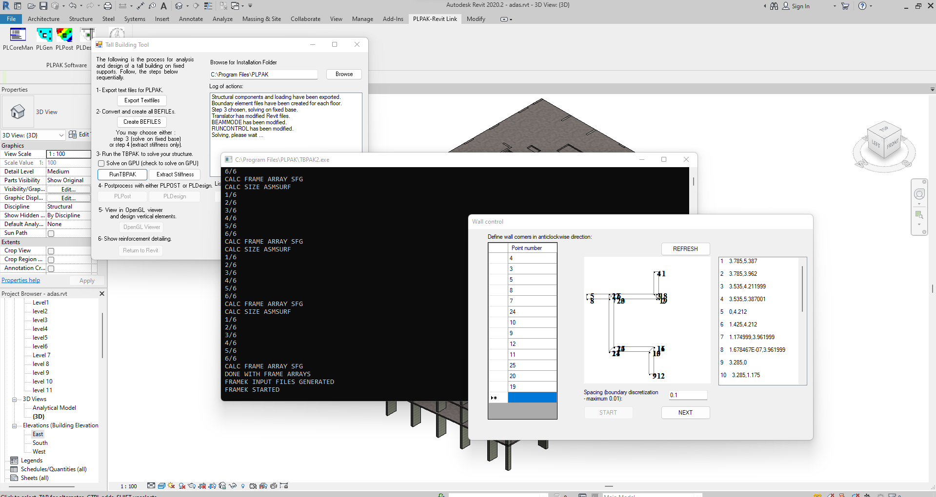 Tall building interface in PLPAK-Revit link