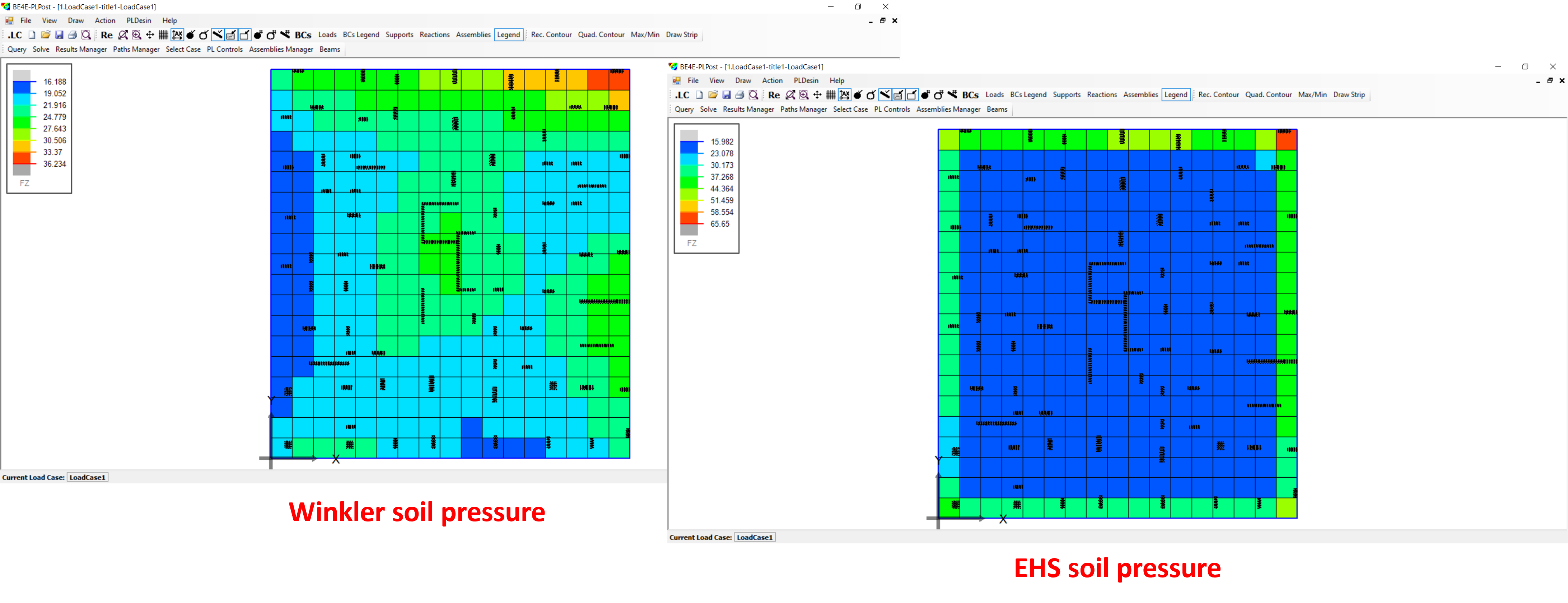 Elastic half space vs Winkler reactions in PLPAK