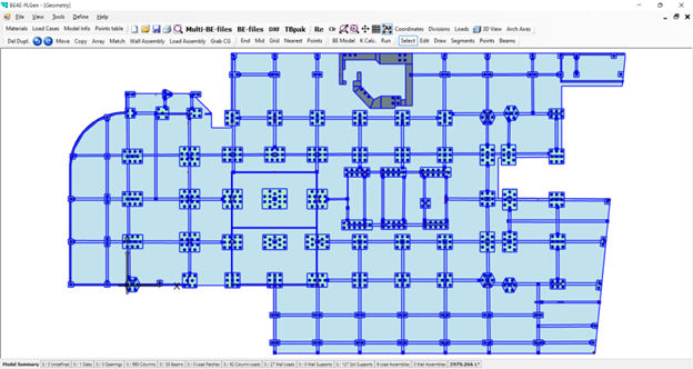 Pile caps connected with beams in PLPAK