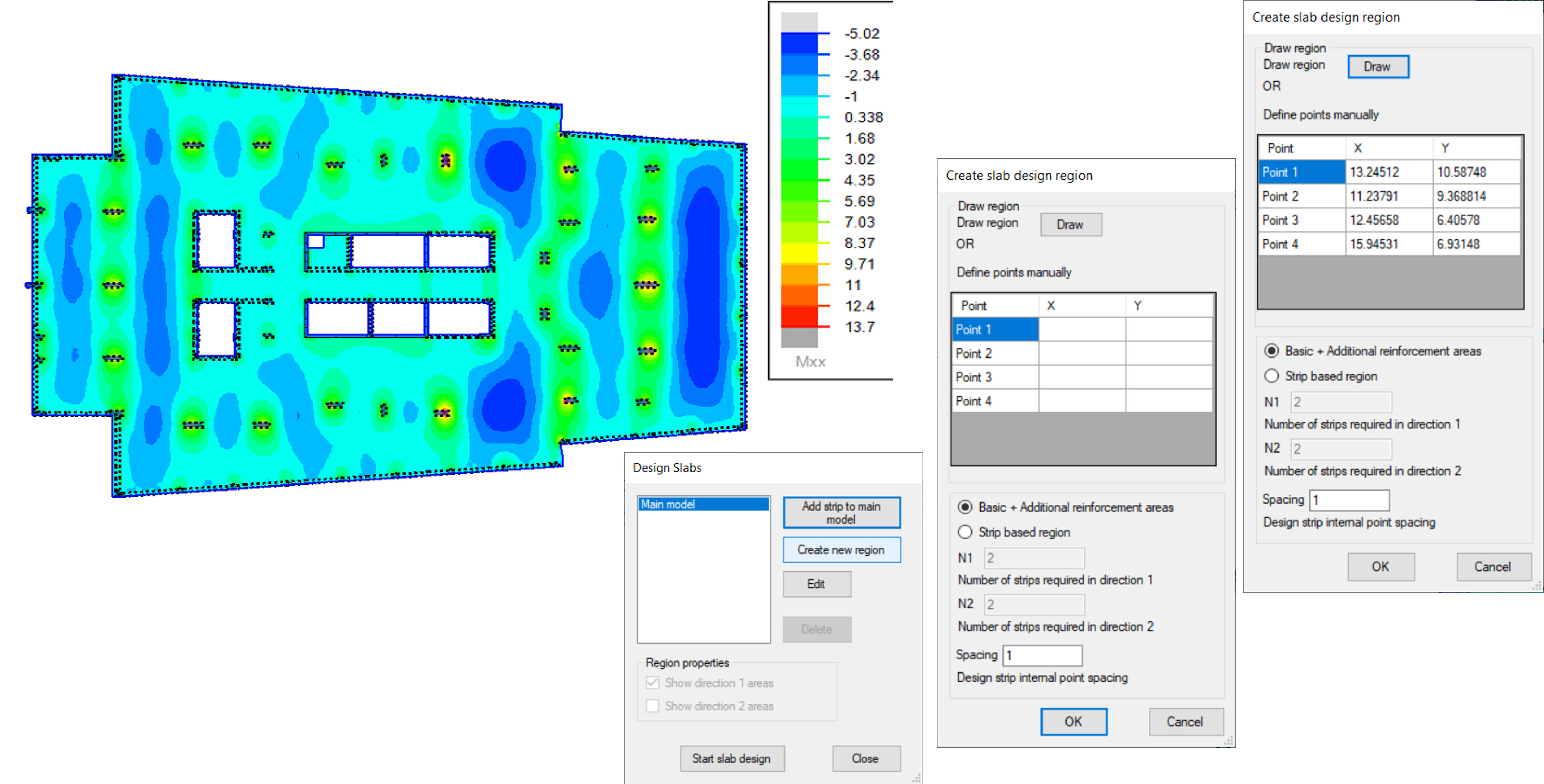 Basic and additional reinforcement design based of slab in PLPAK