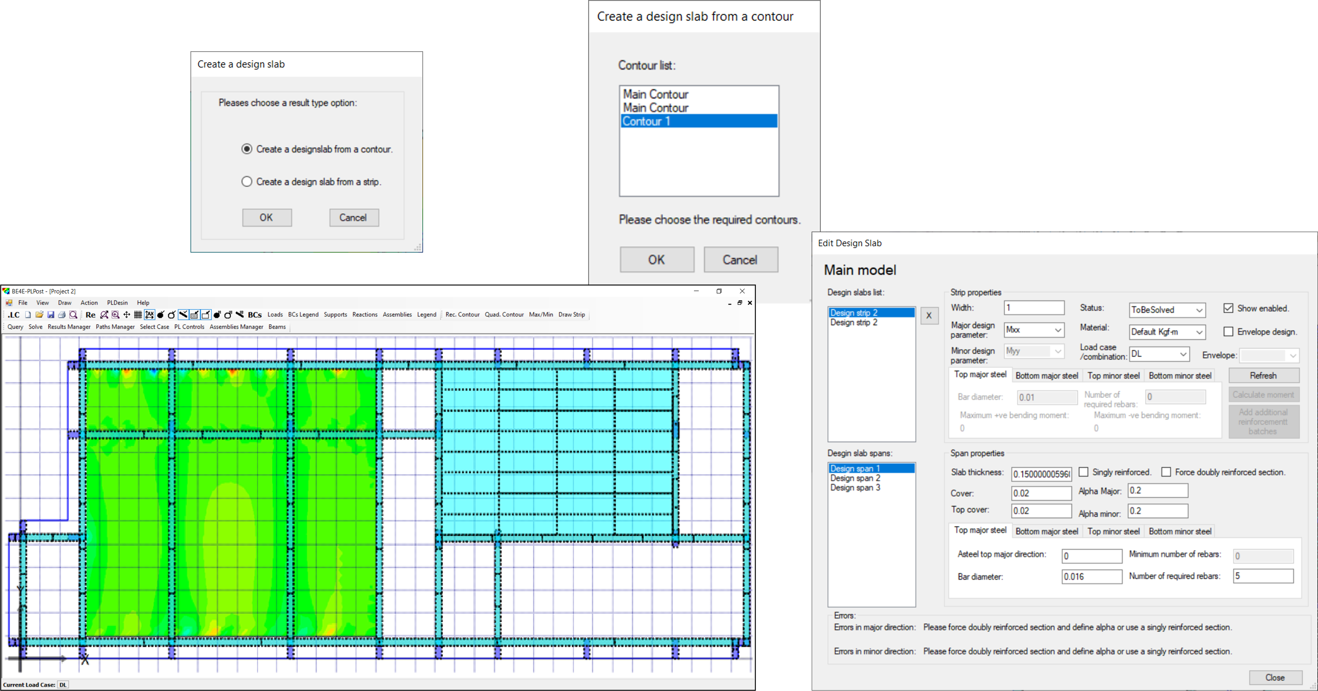 Designing slabs from contour maps in PLPAK