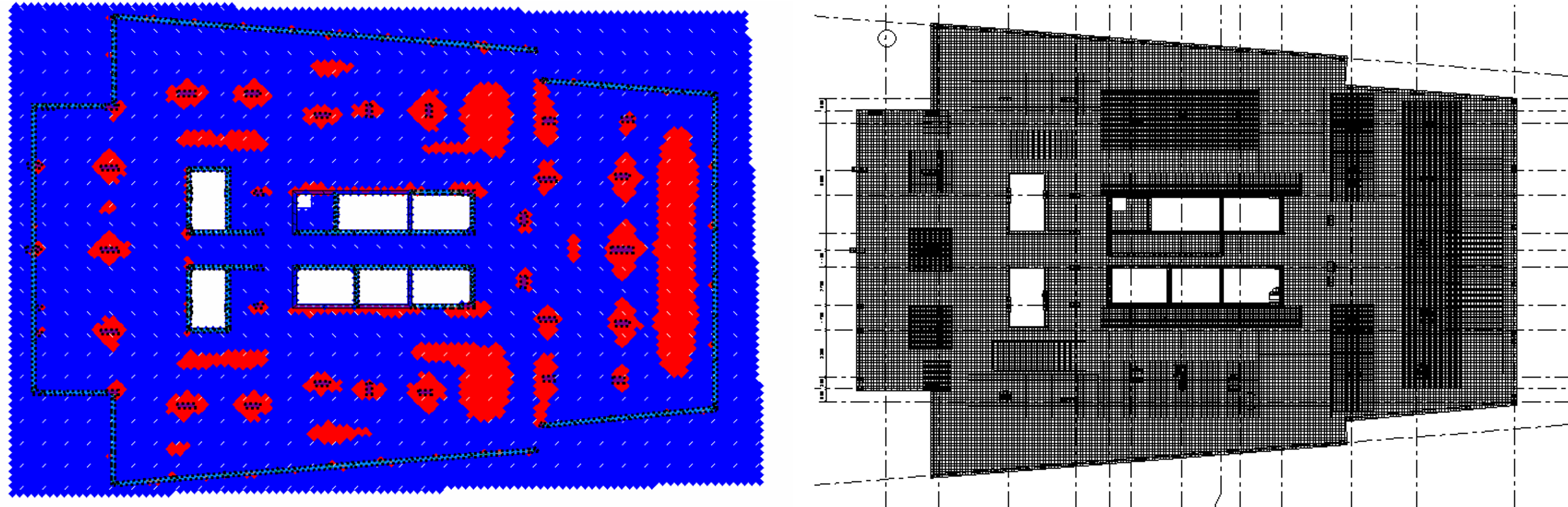 Safe and unsafe zones for the main mesh and reinforcement detailing exported from PLPAK to Revit