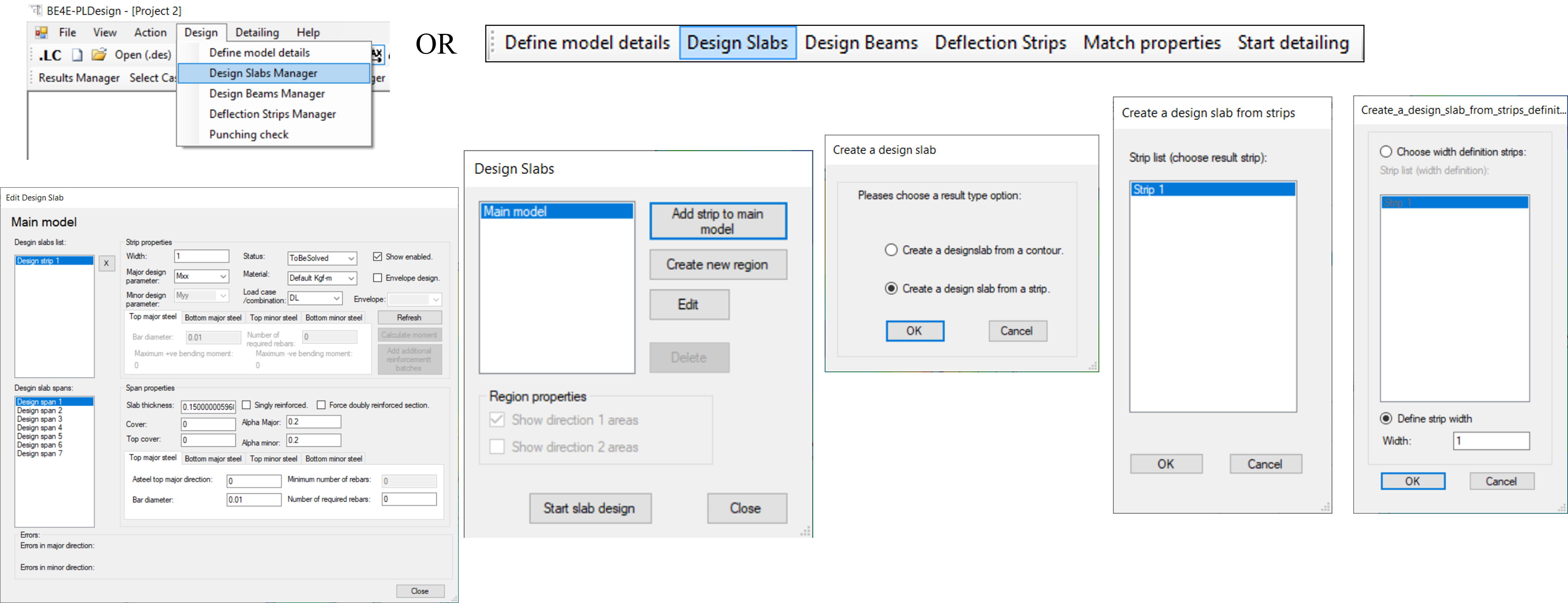 Slab strip-based design in PLDesign in PLPAK