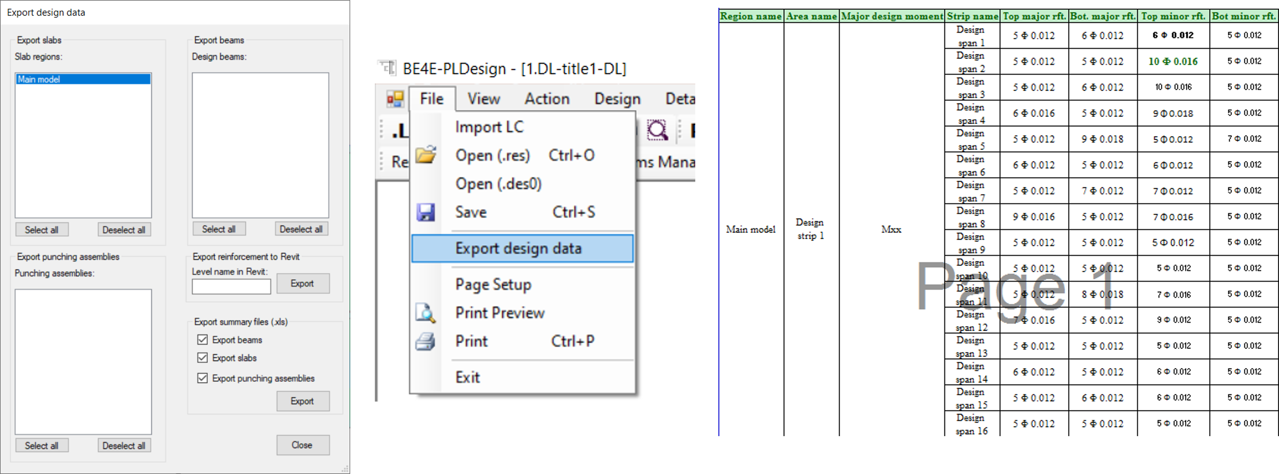 Exporting design data from PLPAK to Revit, CAD, or Excel