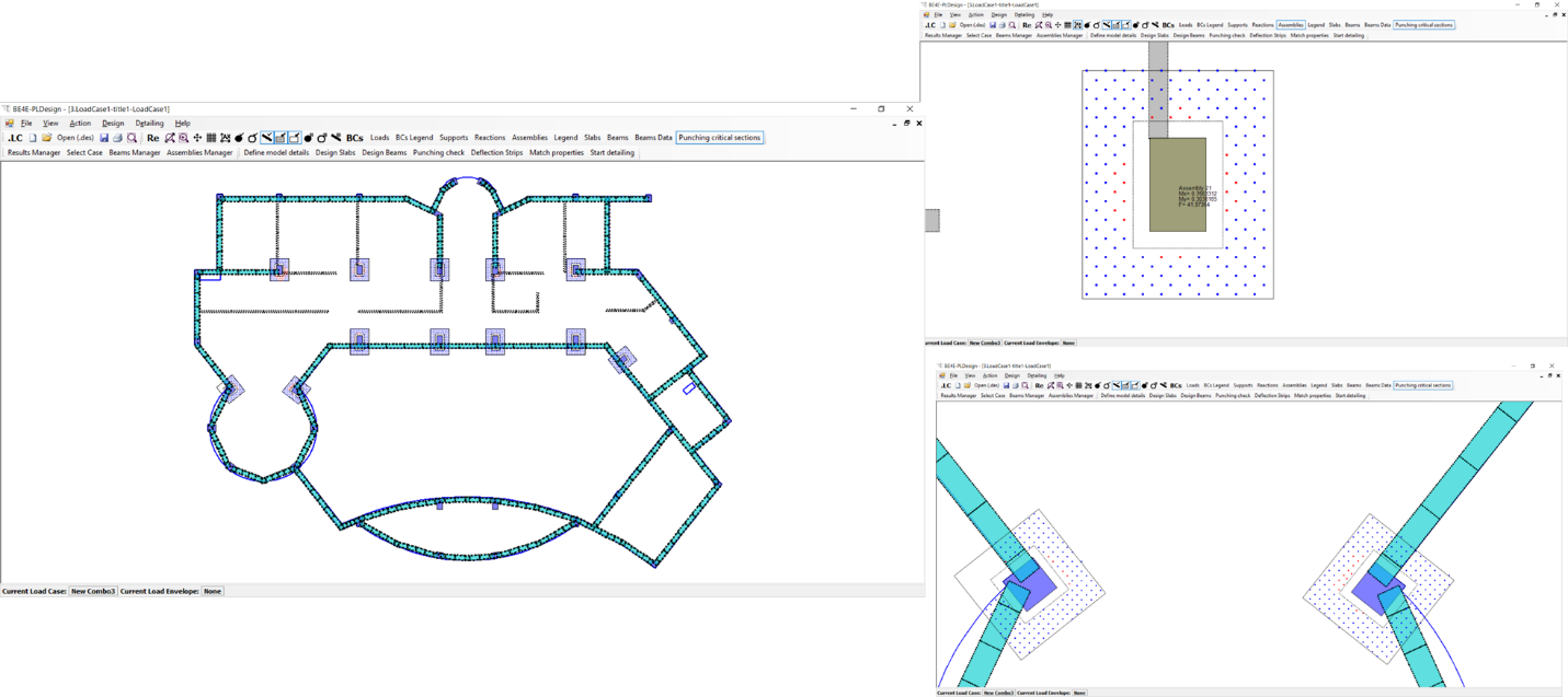 Practical flat slab with drops and beams model in PLPAK