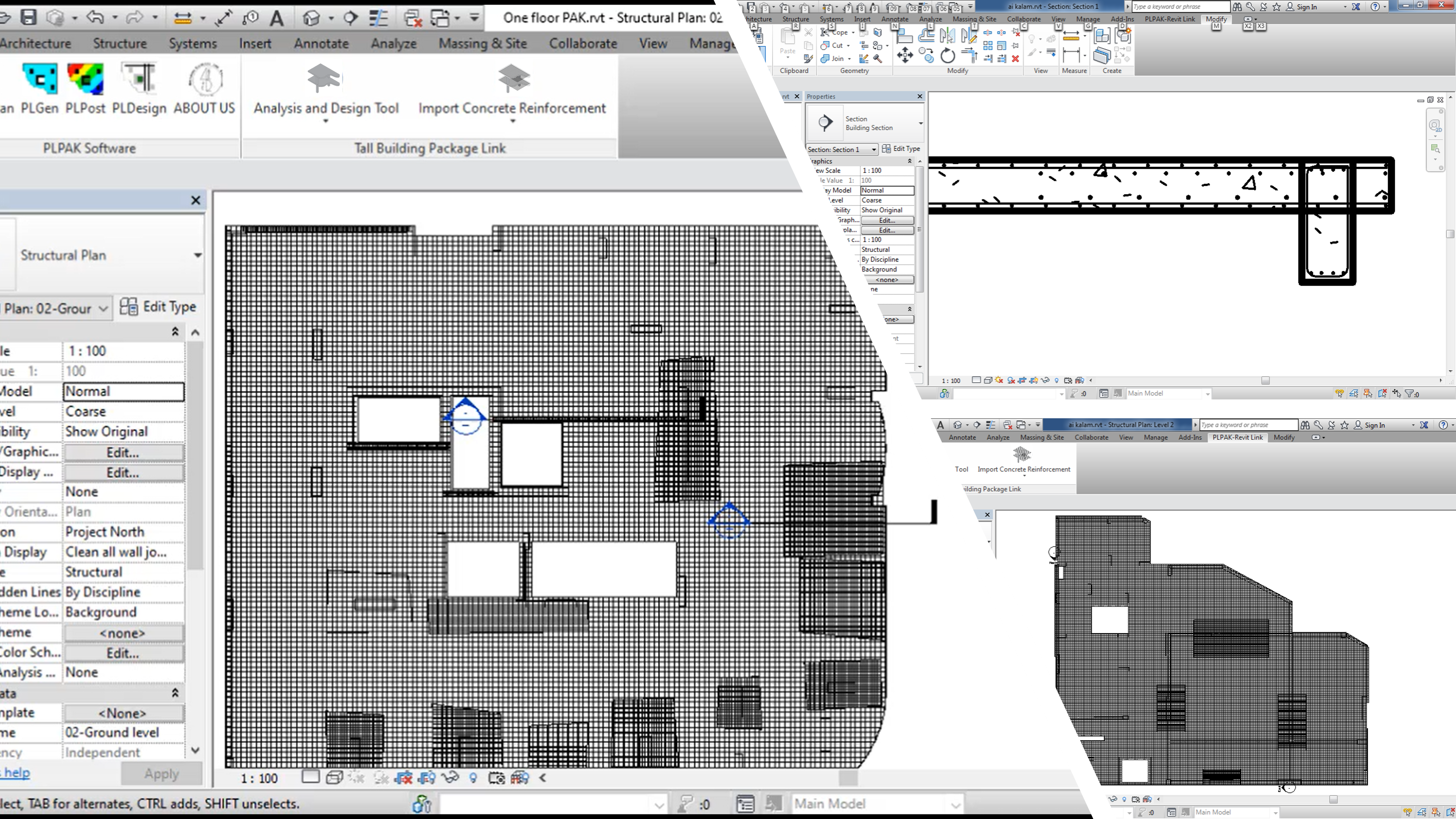 Slab and beams reinforcement exported from PLPAK to Revit