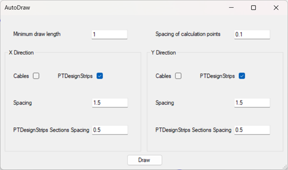 Post-Tension auto draw tool window