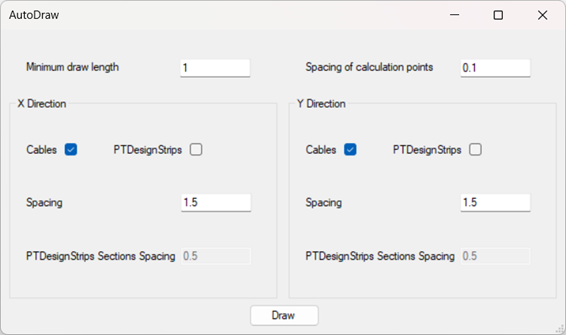 Post-Tension auto draw tool window