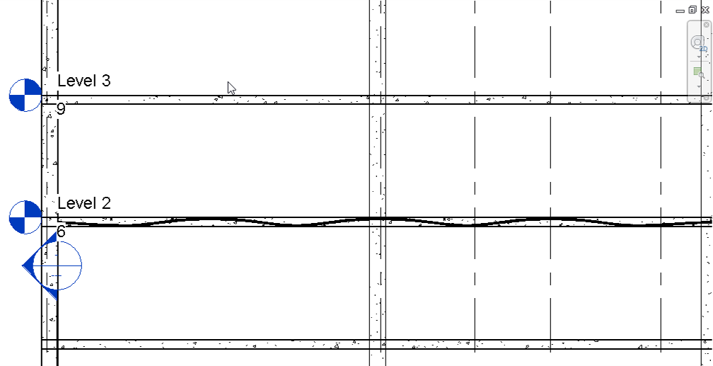 Section elevation in building showing post-tension cables profiles exported from PLPAK to Autodesk Revit