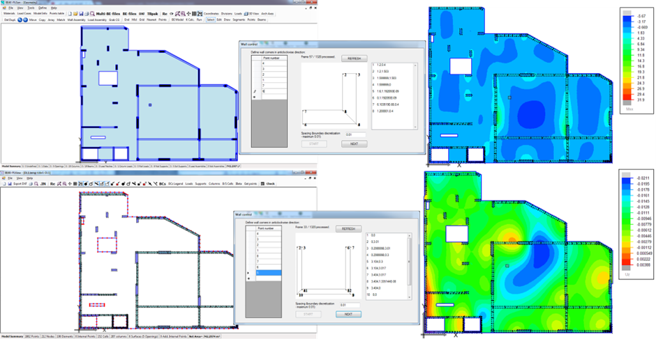 Moment contour maps of tall building floor in PLPAK